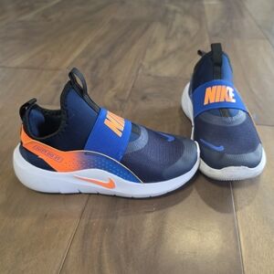 Nike Flex Runner 4 Kids Shoes Size 1.5 Navy Orange Slip On Sneakers